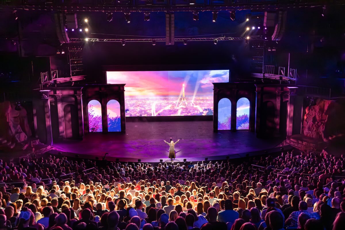 A performer on stage at the Tuacahn Ampitheater